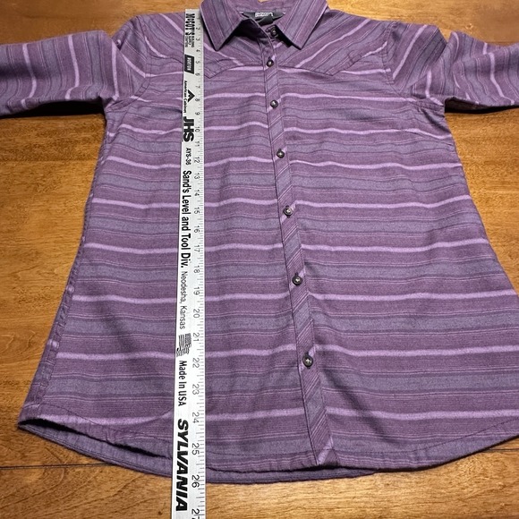 Outdoor Research Women's Pilchuck L/S Flannel Striped Western Shirt Purple Small - Picture 12 of 13